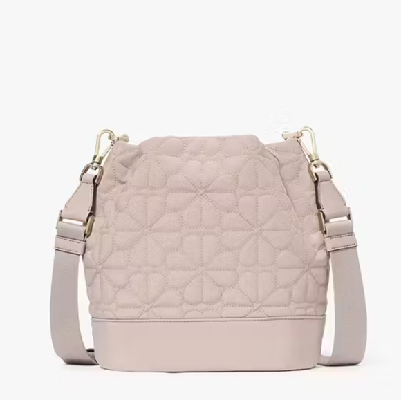Spade Flower Grey Quilted Fabic Bucket Bag - Picture 4 of 5